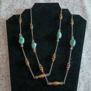 Brighton Turquoise Silver and Gold Necklace